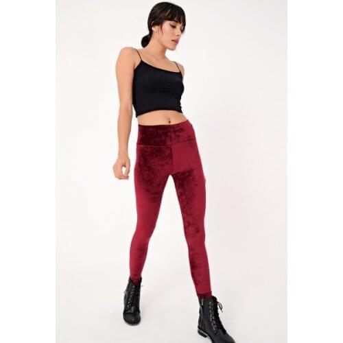 New Season Ecrou Womens Claret Red High Waist Straight Velvet Leggings Womens pants leggings women shein pants Sexy