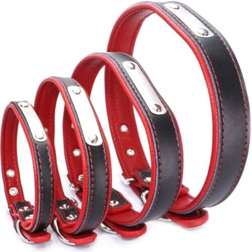 Personalized Adjustable Genuine Leather Dog Collar Puppy Neck Buckle Strap Belt Padded Collar Small Medium Large Cat Labrador