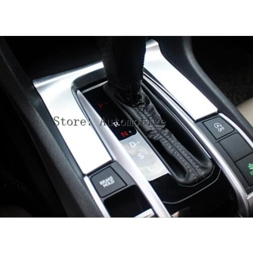 FIT FOR HONDA CIVIC 2016 2017 CHROME SHIFT GEAR COVER PANEL TRIM FRAME CUP DRINK HOLDER BEZEL CENTER CONSOLE MOLDING GARNISH