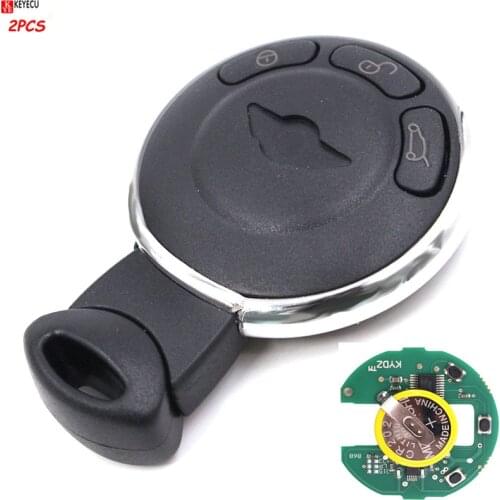 KEYECU 2PCS Remote Key Keyless Entry Control Clicker 3Button CAS System 868MHZ ID46 CHIP for Mini Cooper 2007-2014 Uncut Blade
