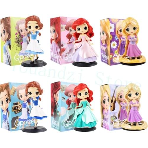 15cm Q Posket Figure Toy Ariel Mermaid Princess Dress Tangled Rapunzel Girlish Charm Alice Country Style Beauty Model Dolls