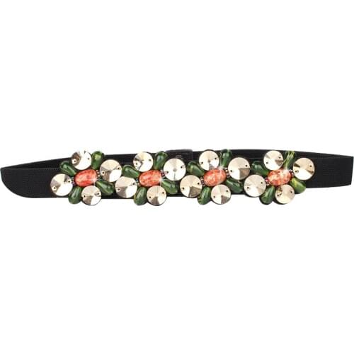 White Black Crystal Women Belt European Caestus Waistband Belt Elastic Band Fashion Ladies Luxury Rhinestone Beaded Waist Belts DP89