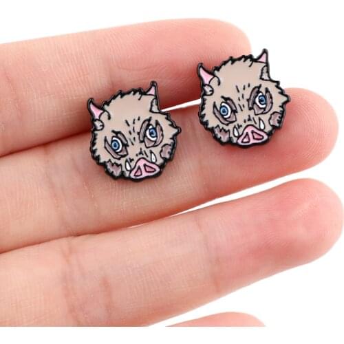 DZ2155 Demon Slayer Anime Piercing Earrings Cartoon Anime Stud Earrings for Woman Girls Kids Fashion Jewelry Gift Wholesale