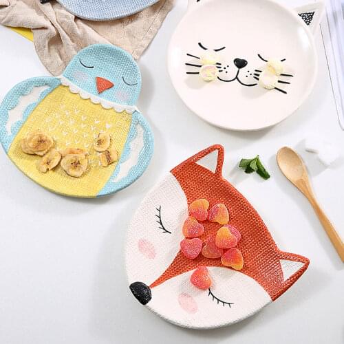 Small Fox Ceramic Cute Dish Household Children Breakfast Plate Creative Cartoon Animal Shape Snack Fruit Plate Dinnerware WY525