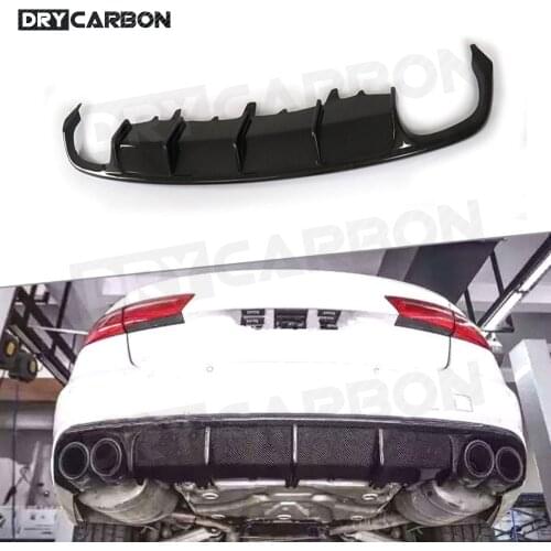 Carbon Fiber Rear Diffuser Spoiler For Audi A6 Sline S6 C7 2013-2015 FRP Fin Shark Diffuser Car Styling Rear Bumper Diffuser