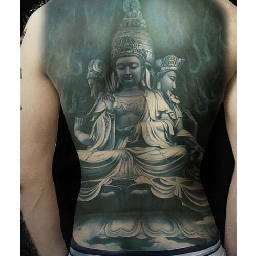 The Buddha Tattoos Designs Stickers Full Back Body Art Tattoo Men Temporary Tattoo Sticker Fake Tatoo Large Tattoos 3D painting
