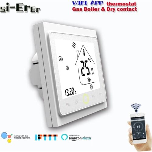 95-240VAC Dry contact Gas Boiler Thermostat- WIFI Thermostat Switch contact Valve radiator,Works with Alexa Google Home