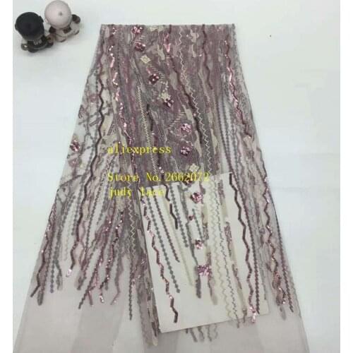 Stock 5yards/bag Mixed color embroidery sequins fashion fabric used in wedding dress design XX79