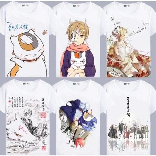 Japan Anime Cat teacher Natsume Yuujinchou natsume T Shirt Men/Women Summer T-Shirt Madara Cartoon Top Tee Cosplay Costume