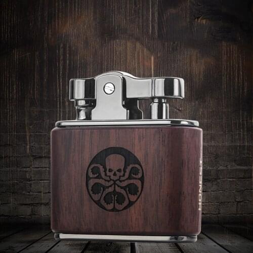 Retro Wooden Beads Lighter Flint Kerosene Lighter Gasoline Rosewood Solid Personality Creative Lighter collection Gadget For Man