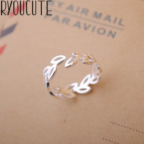 Bohemian Vintage Silver Color Leaf Rings for Women Bijoux Gift Female Adjustable Size Finger Rings Anillos Wholesale