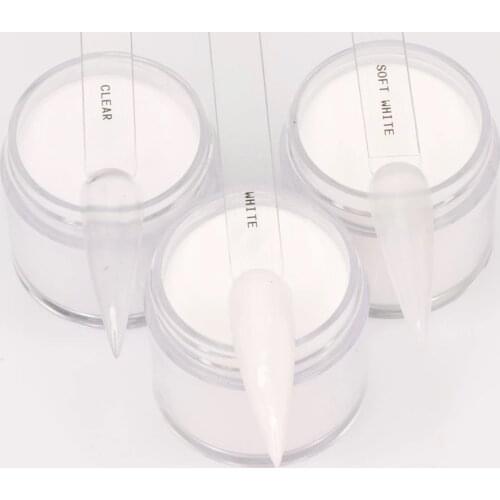 1Oz/Bottle 3 Color 3 in 1Nail Art Acrylic Powder Clear/Soft White/White Fast Drying Dipping/Extention/Carving Powder Decoration