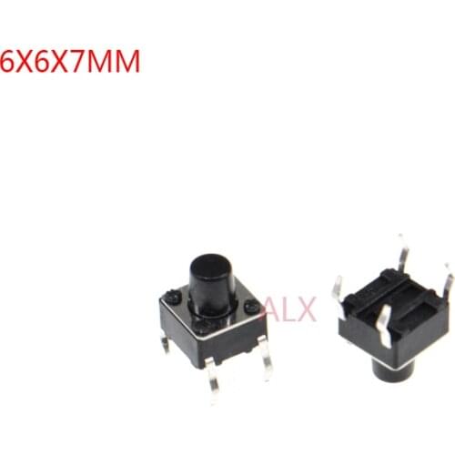 100PCS 6X6x7mm 4PIN dip TACT push button switch Micro key power tactile switches 6x6x7 6*6*7MM Light touch