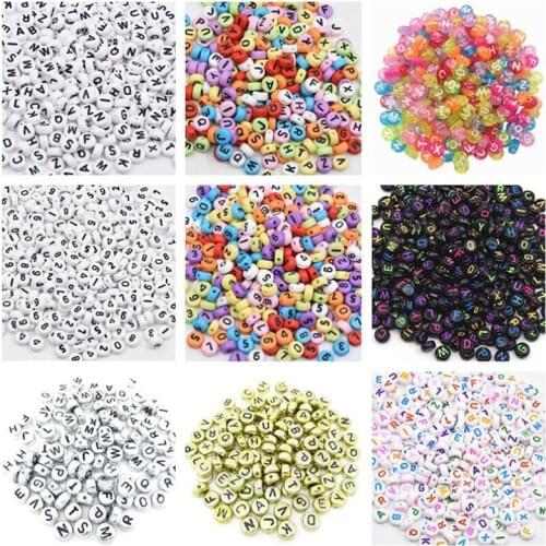 100Pcs Letter Beads Round Letter Alphabet Beads Acrylic Beads DIY Jewelry Making Bracelet Necklace Accessories 7mm