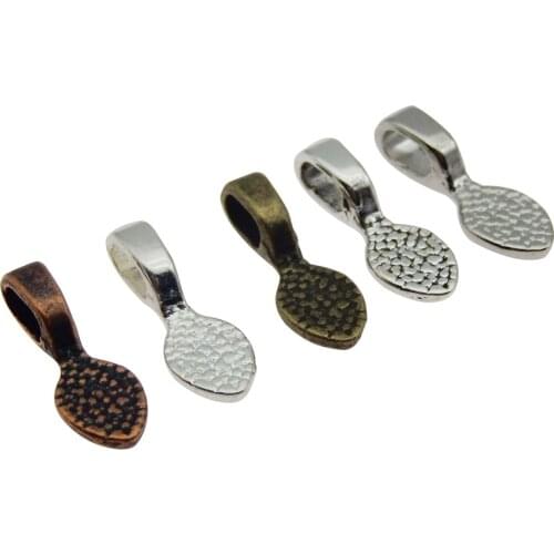 100pcs Silver Plated DIY Oval Jewelry Scrabble Glue On Earring Bails For Fitting Glass Cabochon Tiles Pendants