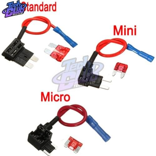 12V Car Blade Fuse Holder ACS Add-a-circuit TAP Adapter Micro Mini Standard ATM APM Blade Auto Fuse with 10A Blade Car Fuses