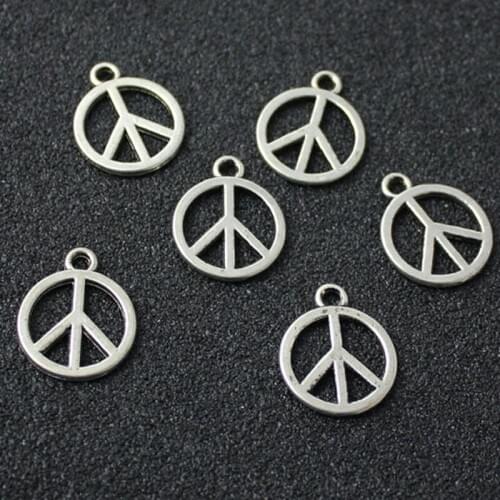 20pcs Tibetan Silver Plated Peace Sign Charms Pendants for Jewelry Making DIY Handmade