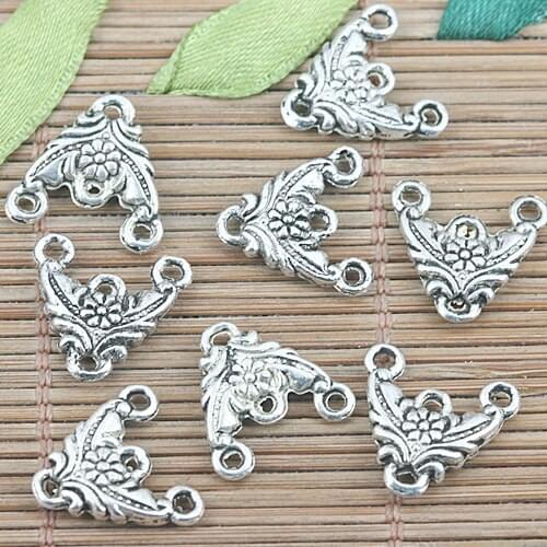 20pcs tibetan silver/antiqued copper /dark gold color 2sided crafted flower 1-3 holes connector findings