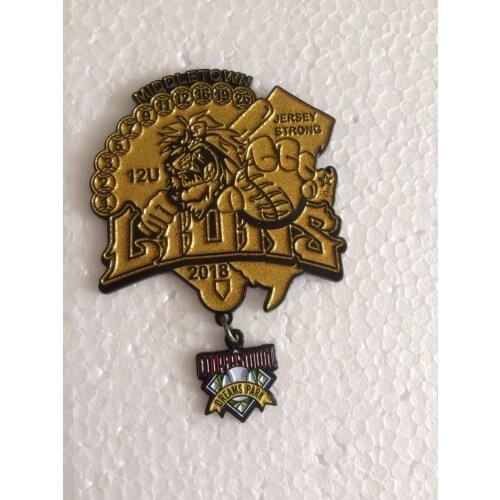 Custom 2018 2.5" baseball MIDDLETOWN LIONS COOPERSTOWN DREAMS PARK dyeing black plated glitters trading lapel pin