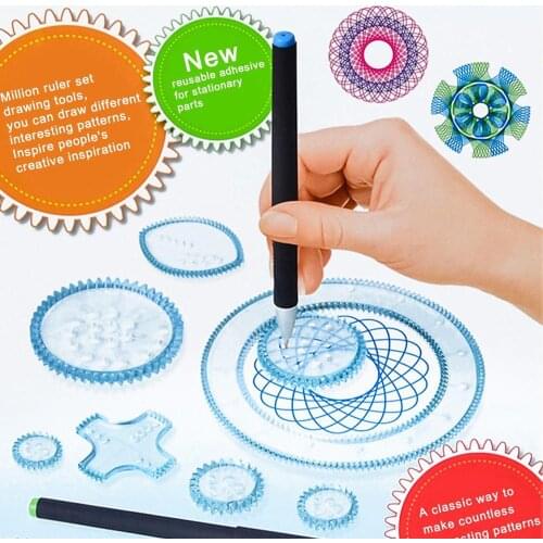 27pcs/set Original Spirograph Design Set, Spirograph Toys Draw Spiral Designs Interlocking Gears & Wheels for Kids Art Craft