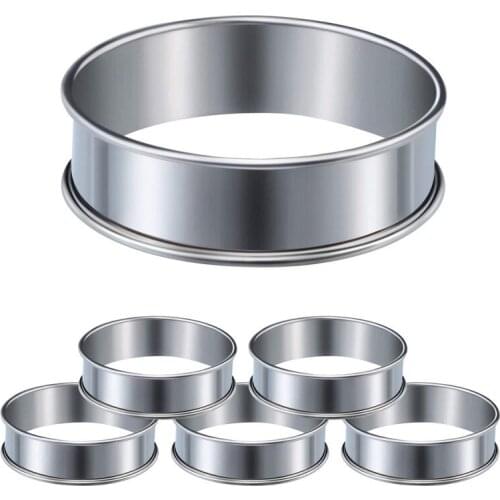 6Pcs Double Rolled Tart Rings, English Muffin Rings Professional Crumpet Rings Set for Food Making
