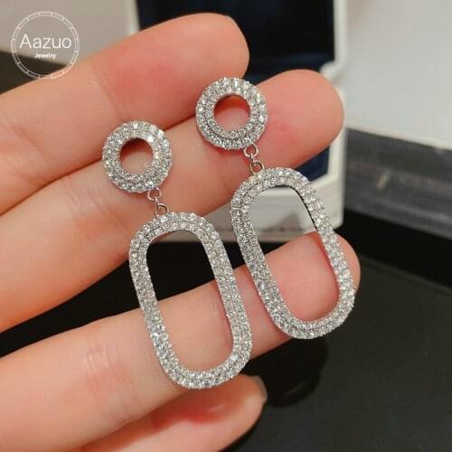 Aazuo 18K Pure White GoldReal Diamond IJ SI 1.75ct Big Irregular Stud Earring For Woman Party Fine Jewelry Hot Sell