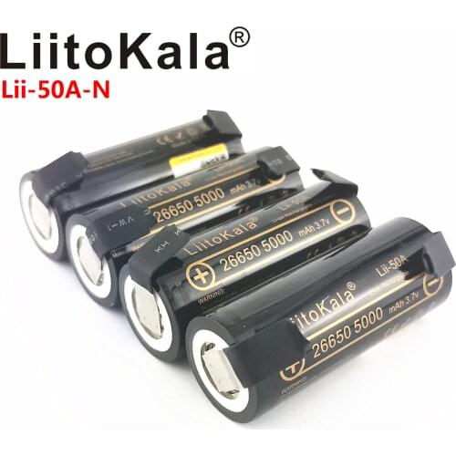 LiitoKala Lii-50A 26650 5000mah 26650-50A Li-ion 3.7v Rechargeable Battery for Flashlight 20A +DIY Nickel sheets