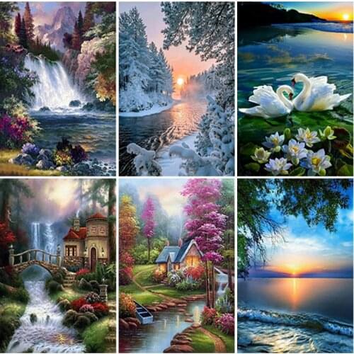 DIY Scenic 5D Diamond Painting Full Square Drill Resin Landscape Diamont Embroidery Cross Stitch Mosaic Home Decor Wall Art Gift