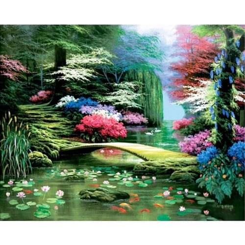 5D DIY Diamond Embroidery Needle Gift Full Round Rhinestone Pasted Diamond Painting Landscape Bridge Cross Stitch Home decor