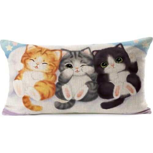 1 Piece Square 45*45cm 30*50cm Cotton Linen Decorative Pillow Case Cover Cute Hand Painting Cat Pattern Pillowcase for House New