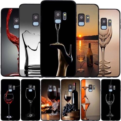 Wine Glass black Soft phone Case For Samsung S20 S10 S9 S8 S7 edge Plus Lite Note 8 9 10 A6 A7 A8 A9 2018 Cover