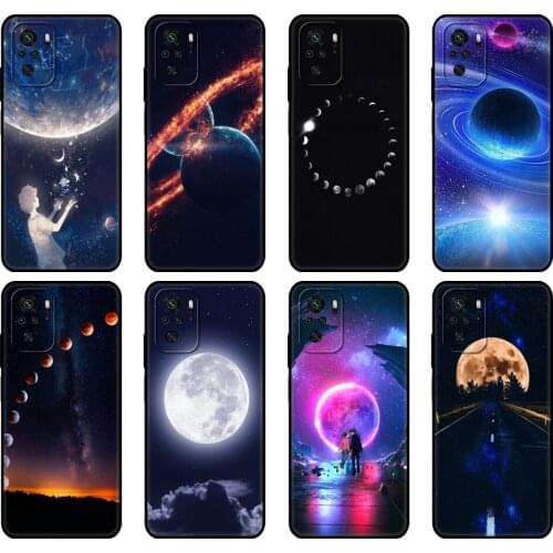 Black tpu Case For Xiaomi Redmi 9T Case Redmi Note 9T Note 10 Pro Case Sky Space planet Moon stars Unique Design