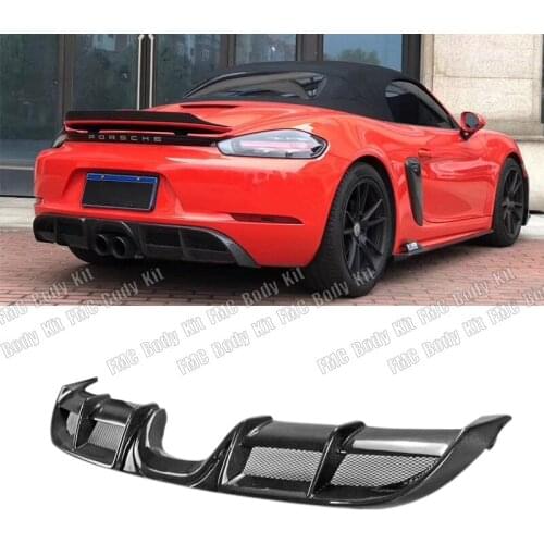 Real Carbon Fiber Rear Bumper Trunk Lip Spoiler Diffuser for Porsche 718 Cayman Boxster 2013 2014 2015 2016