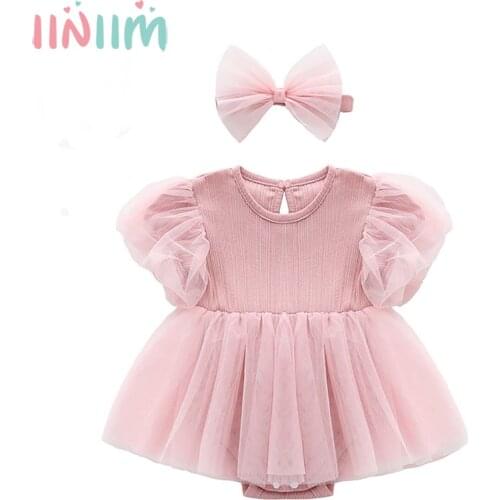 Newborn Toddler Girl Baptism Mesh Tutu Dress Baby Girls Princess Wedding Tulle Dresses 1 Year Birthday Kids Party Wear Dresses