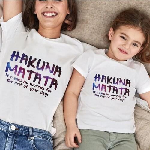 Hakuna Matata T Shirt Simba The Lion King Cartoon Graphic Tees Mother Daughter Matching Fmaily Tshirts Tee Tops Streetwear