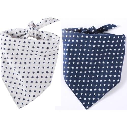Katu Pet Blue White Star Dog Bandana Soft Cloth Pet Scarf for Medium and Large Dogs Triangular Bandage Dog Accessories Grooming