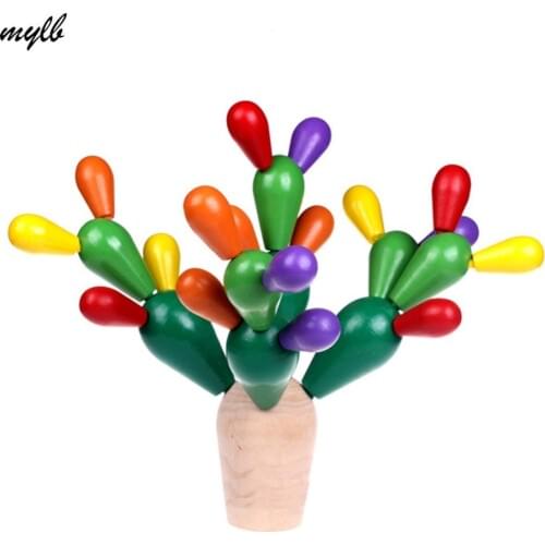 Creative Mosaic Toy Gifts Children Prickly Pear Cactus Wooden Blocks Mosaic Assembling Demolition Toys