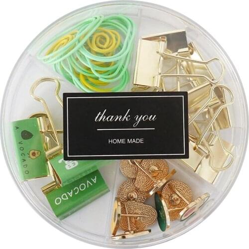 Creative Stationery Mini Avocado Long Tail Clip 25mm Office Stationery Clip Hair Tail Cute Clip Medium Purse Set