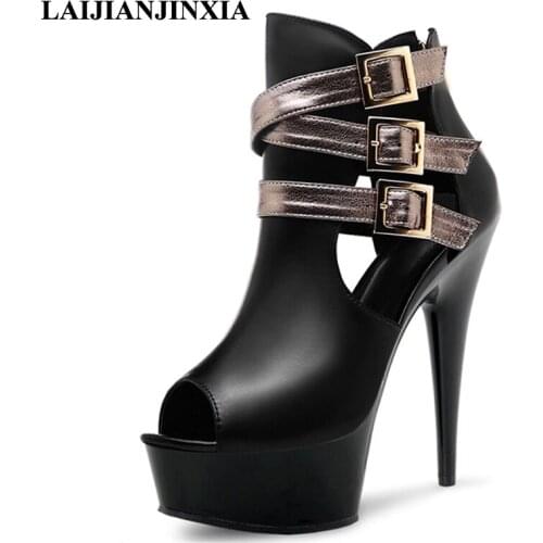 LAIJIANJINXIA Women Sexy Peep Toe 15cm High Heels Night Club Wedding Party Pole Dance Shoes 5cm Platform Sandals Dancing Shoes