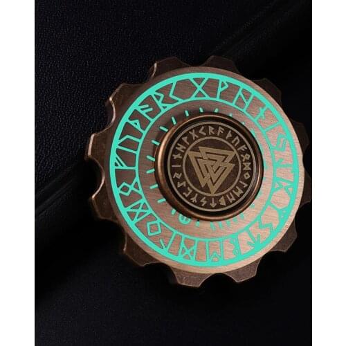 Brass Retro Style Fidget Spinner China Tai Chi Bagua Viking Retro Luminous Hand Spinner EDC Stress Relief Fidget Toys For Kids