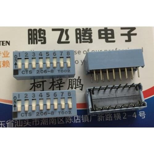 1PCS Original American CTS 206-8ST dial code switch 8-bit straight plug 2.54 pitch key type flat dial code