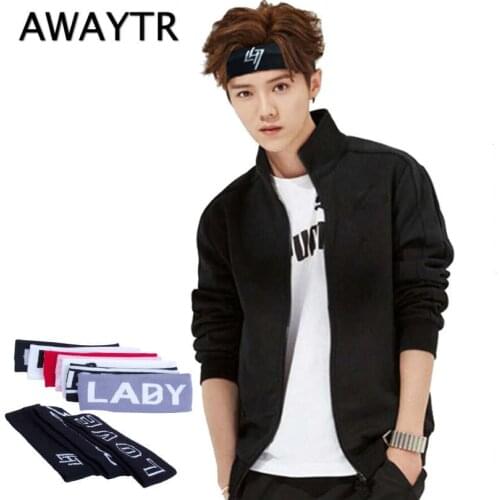 AWAYTR 1 PC Letter Headband for Women Men 2021 Autumn Winter Head Band Sport Headwear Elasticity Turban Knitting Hair Band