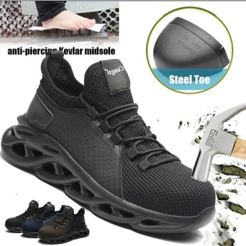Work Safety Shoes for Men Summer Breathable Boots Working Steel Toe Anti-Smashing Construction Men Safety Work Sneakers