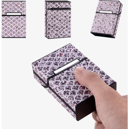 Luxury Bling Cigarette Box Holder for Woman Men Leather Cigarette Case Smoking Accessories Button Design