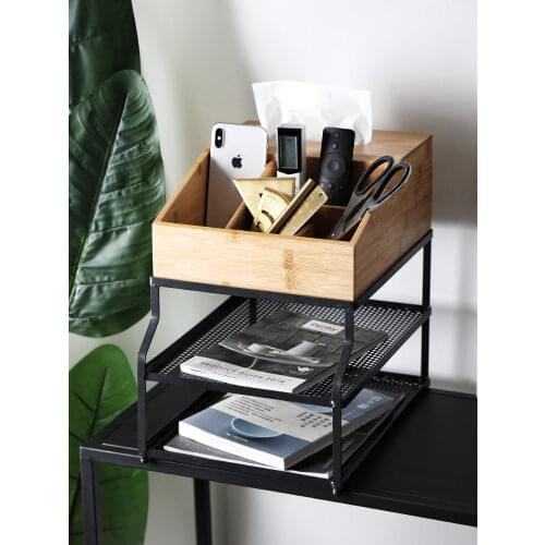 Nordic Cosmetics Skin Care Mask Storage Box Dressing Table Desktop Household Iron Wood Tissue Box Rack