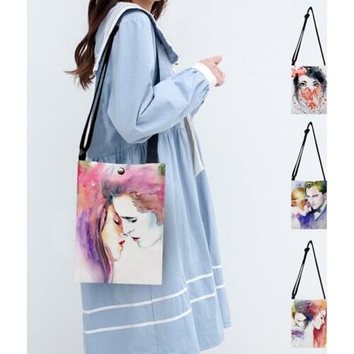 Modern Art Watercolor Illustration Print 2021 Women Ladies Small Messenger Bag Casual Leisure Canvas Shoulder Bag Handbag Gift