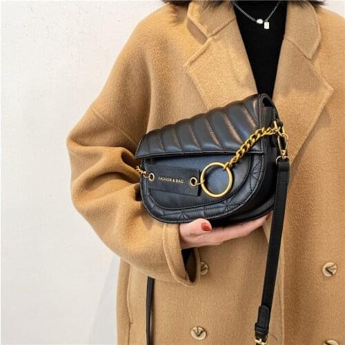 FANTASY Top-Handle Bags For Women 2021 Winter New Designer Handbags Hot Sale Trendy Shoulder Crossbody Bag Lady Retro Saddle Bag