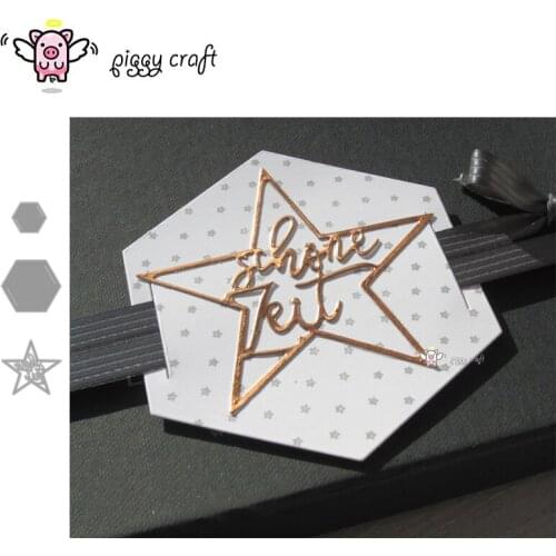 Piggy Craft metal cutting dies cut die mold Ribbon Hexagon Label Scrapbook paper craft knife mould blade punch stencils dies
