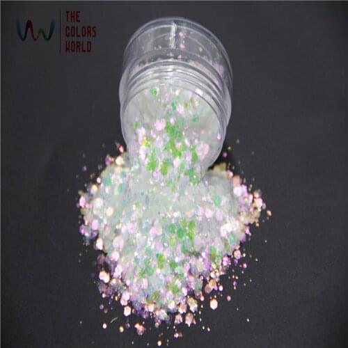 TCR325-H1 very shinning Iridescent white colors with Green and purple red light for Nail Art and DIY supplies