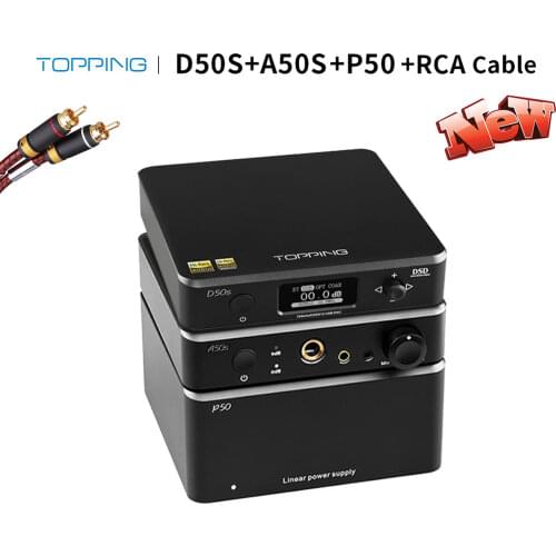 TOPPING D50S with Topping A50s with TOPPING P50,Headphone Amplifier Audio Decoder Linear power supply